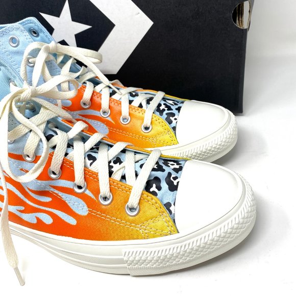 Converse Men's Size 167927C CTAS Patch High Top Canvas Agate Blue Orange Sneaker - Picture 7 of 10